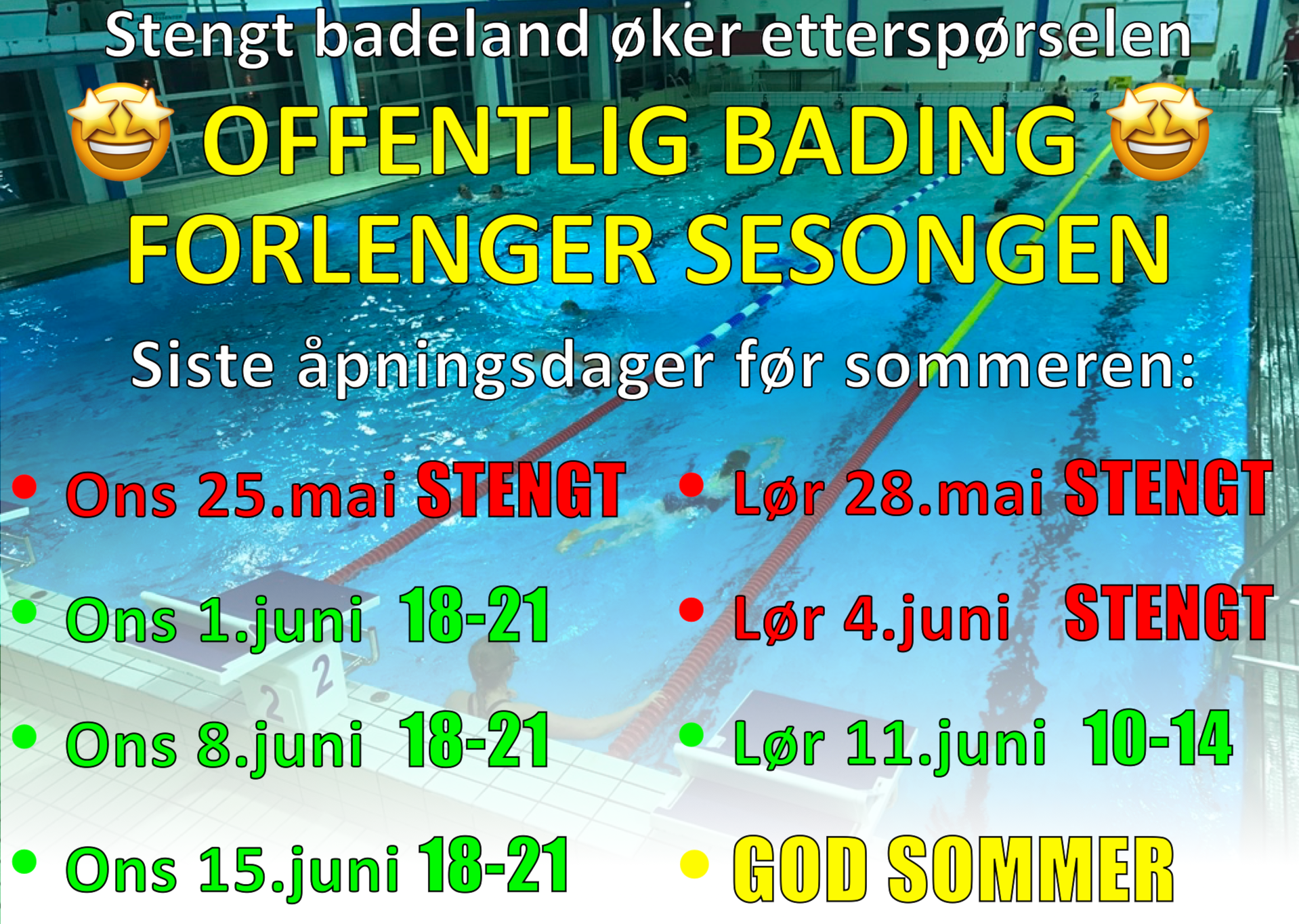 Badetilbudet på Bodin forlenges til 15.juni